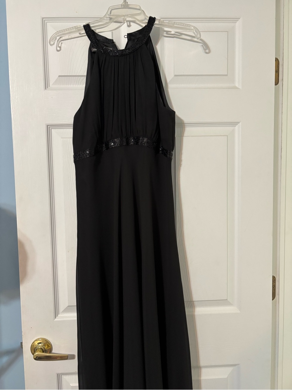 Jones Wear Black Halter Maxi Dress with Beaded Trim
